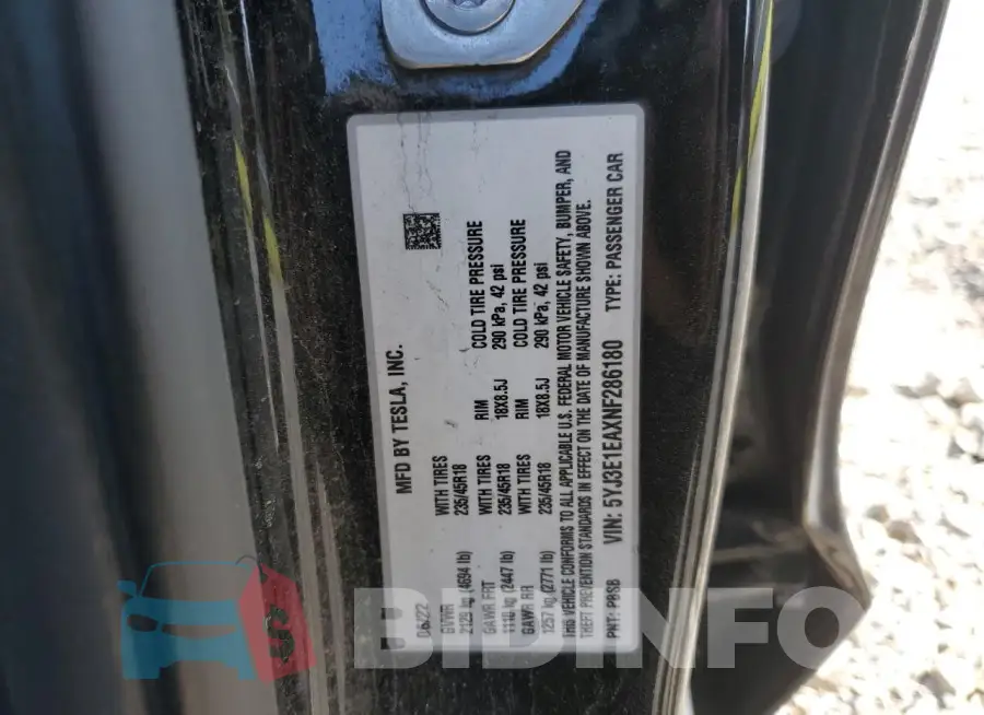 5YJ3E1EAXNF286180 Photo# 12