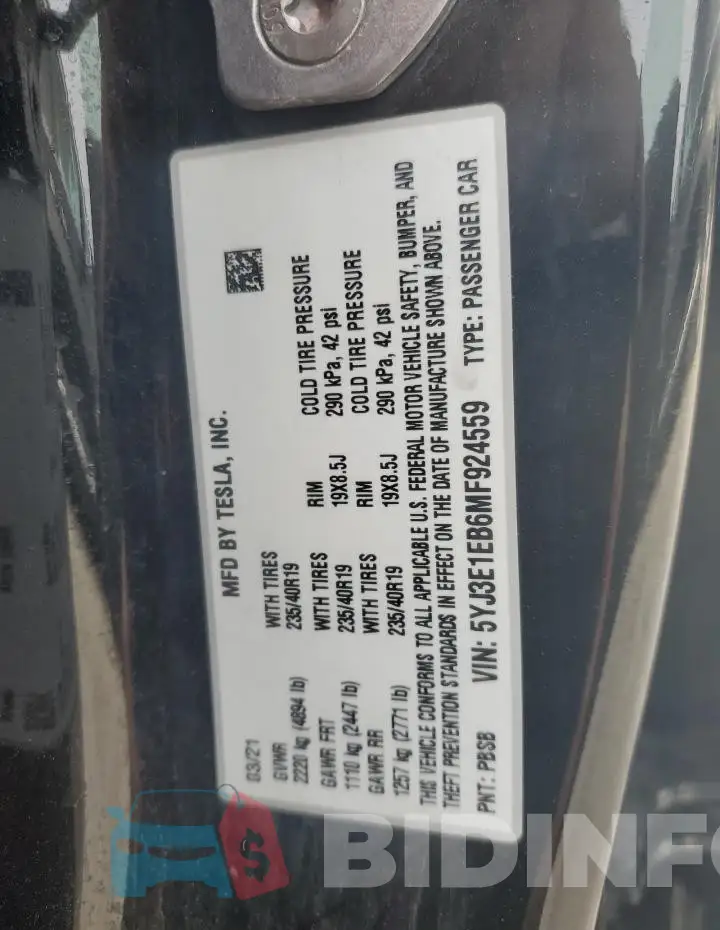 5YJ3E1EB6MF924559 Photo# 12