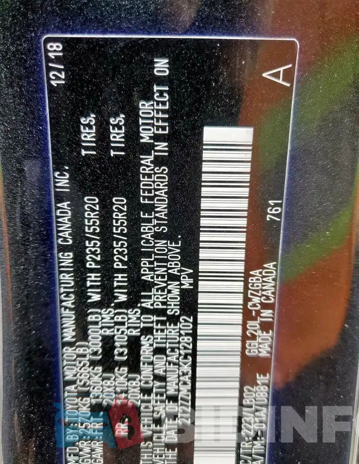2T2ZZMCA3KC128102 Photo# 13