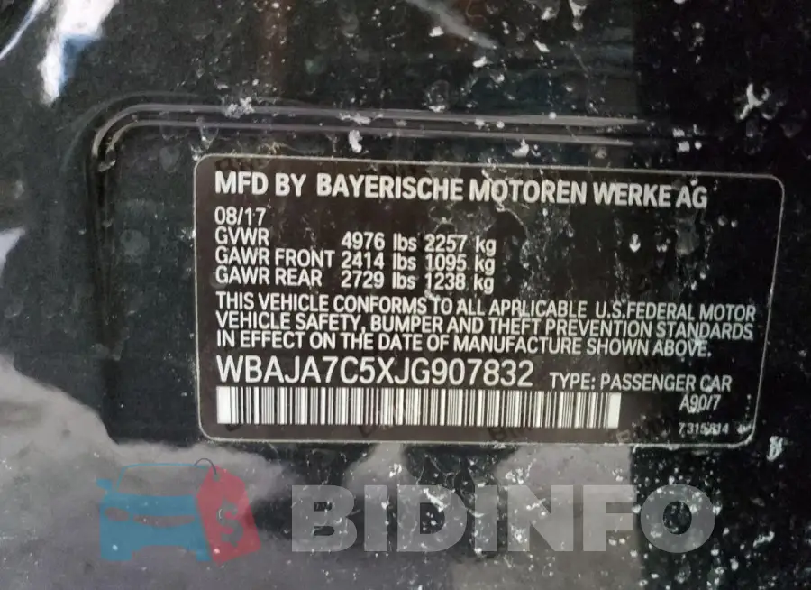 WBAJA7C5XJG907832 Photo# 12