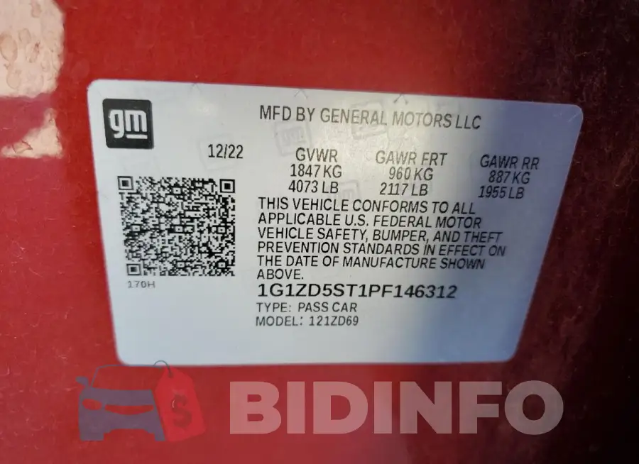 1G1ZD5ST1PF146312 Photo# 12