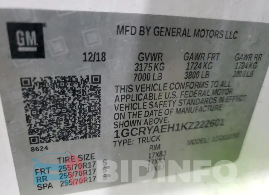 1GCRYAEH1KZ222601 Photo# 13