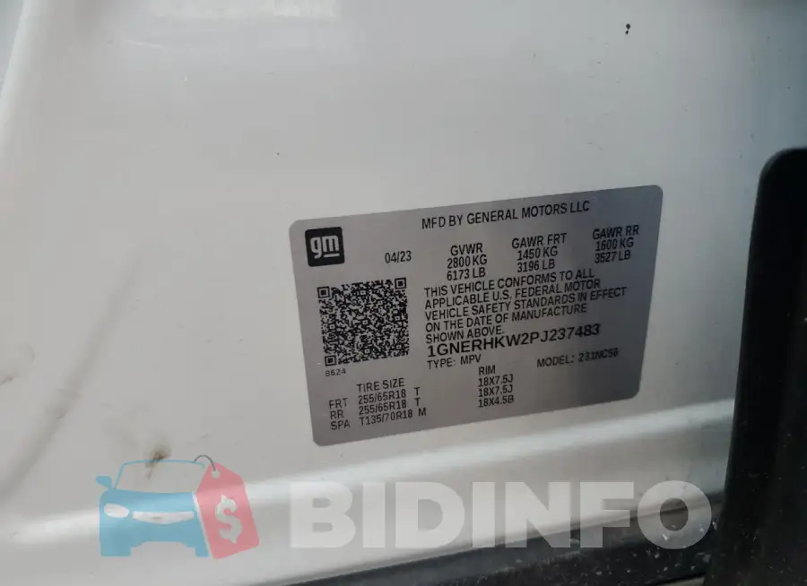 1GNERHKW2PJ237483 Photo# 13