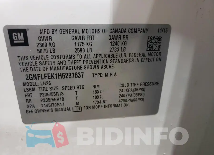 2GNFLFEK1H6237637 Photo# 14