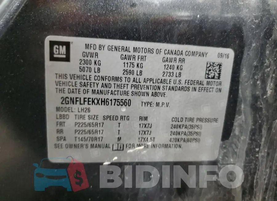 2GNFLFEKXH6175560 Photo# 14