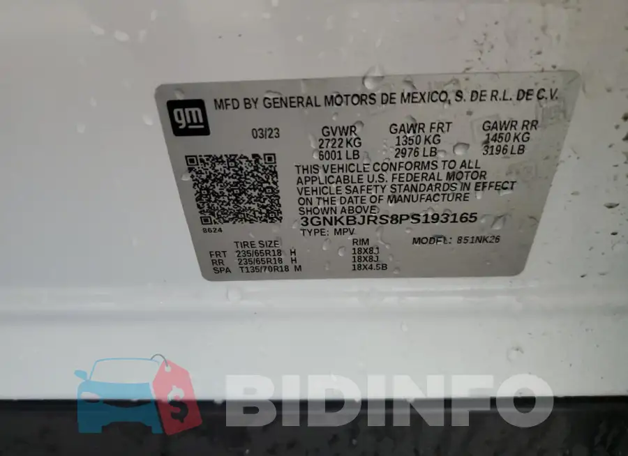 3GNKBJRS8PS193165 Photo# 13