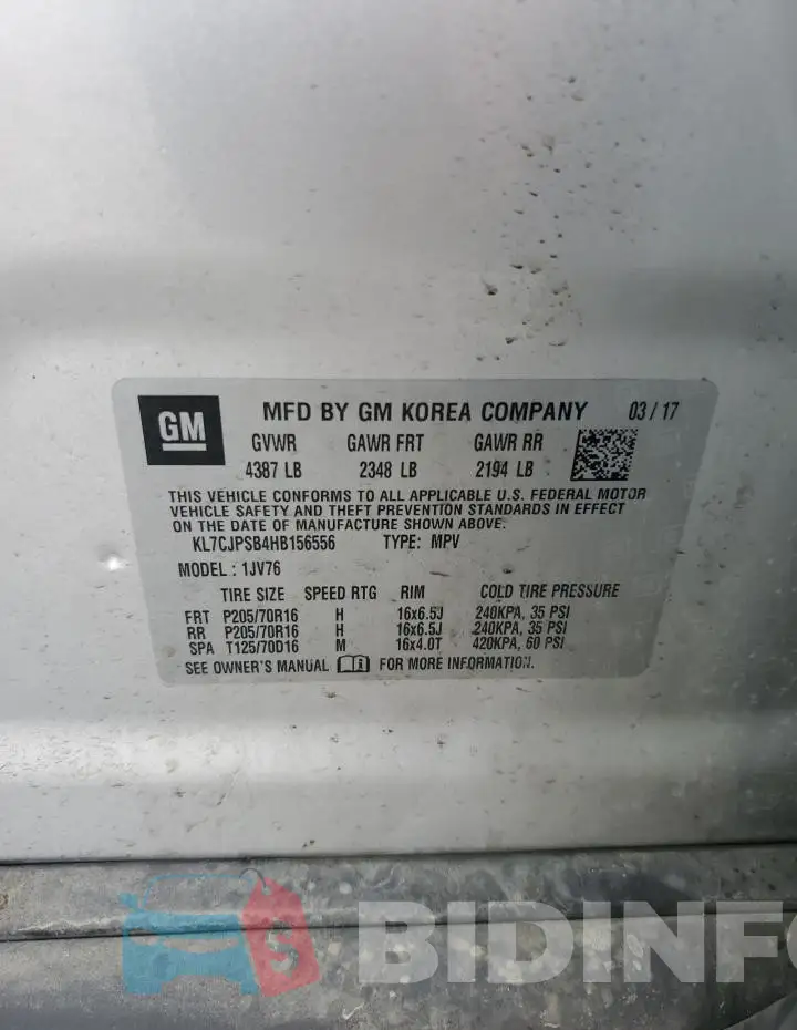 KL7CJPSB4HB156556 Photo# 14