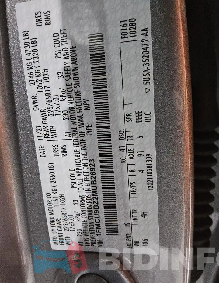 1FMCU9BZ2MUB26923 Photo# 13