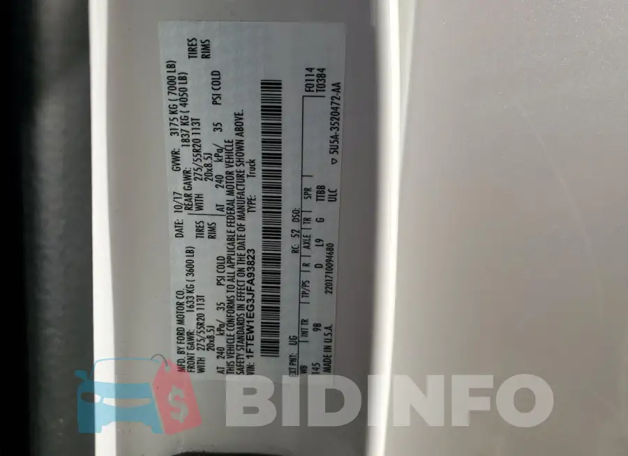 1FTEW1EG3JFA93823 Photo# 13