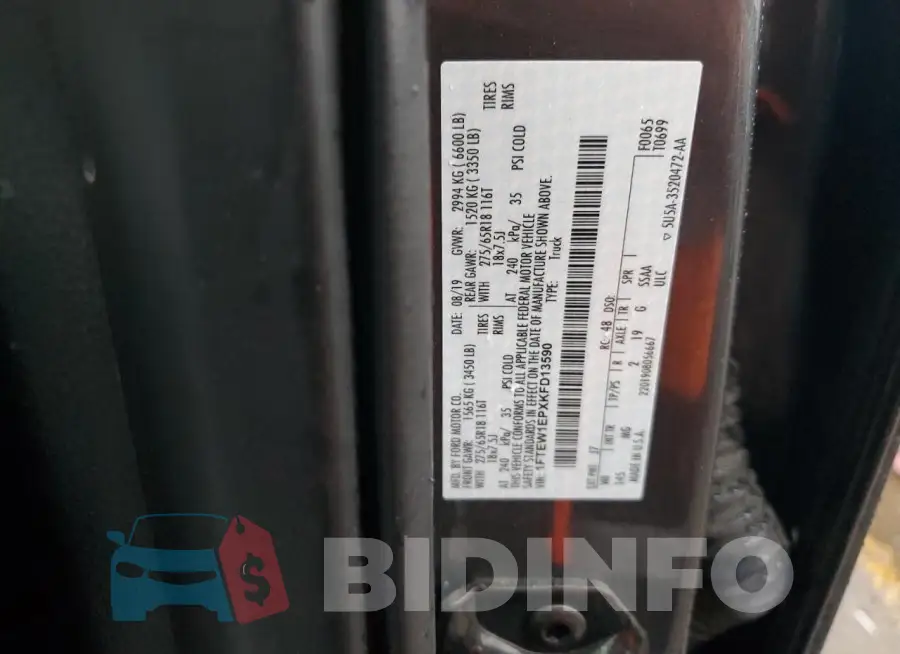 1FTEW1EPXKFD13590 Photo# 12