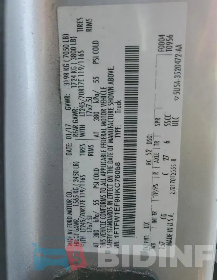 1FTFW1EF9HKC76088 Photo# 12