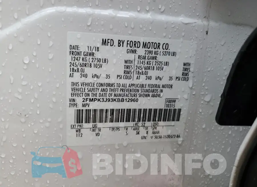 2FMPK3J93KBB12960 Photo# 13