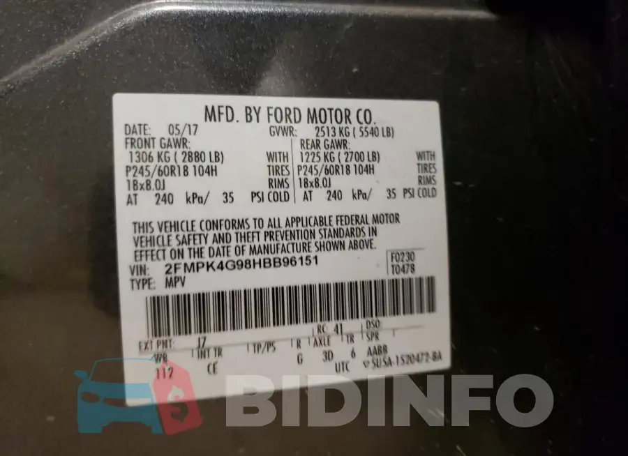 2FMPK4G98HBB96151 Photo# 13