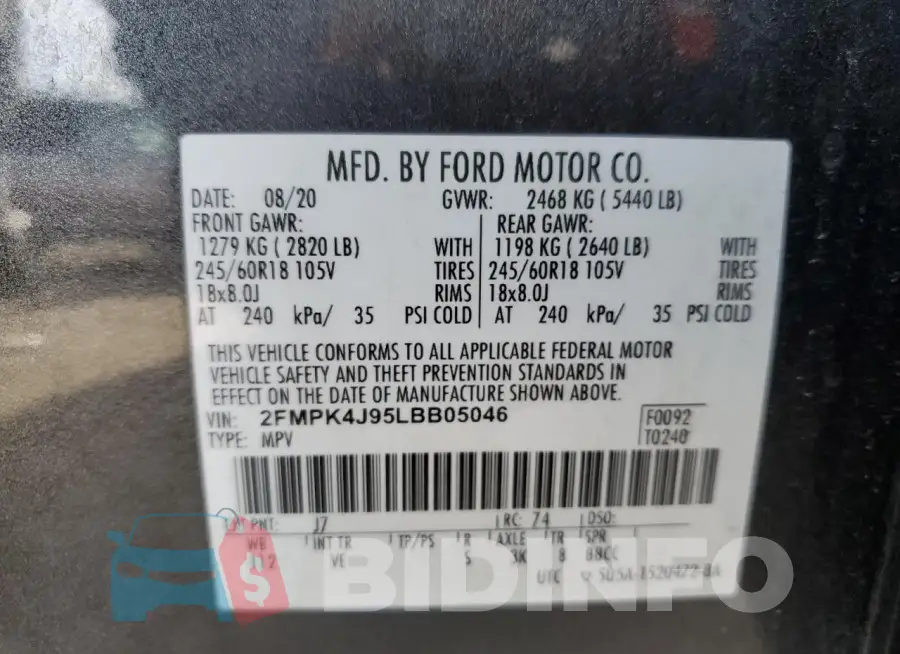2FMPK4J95LBB05046 Photo# 12