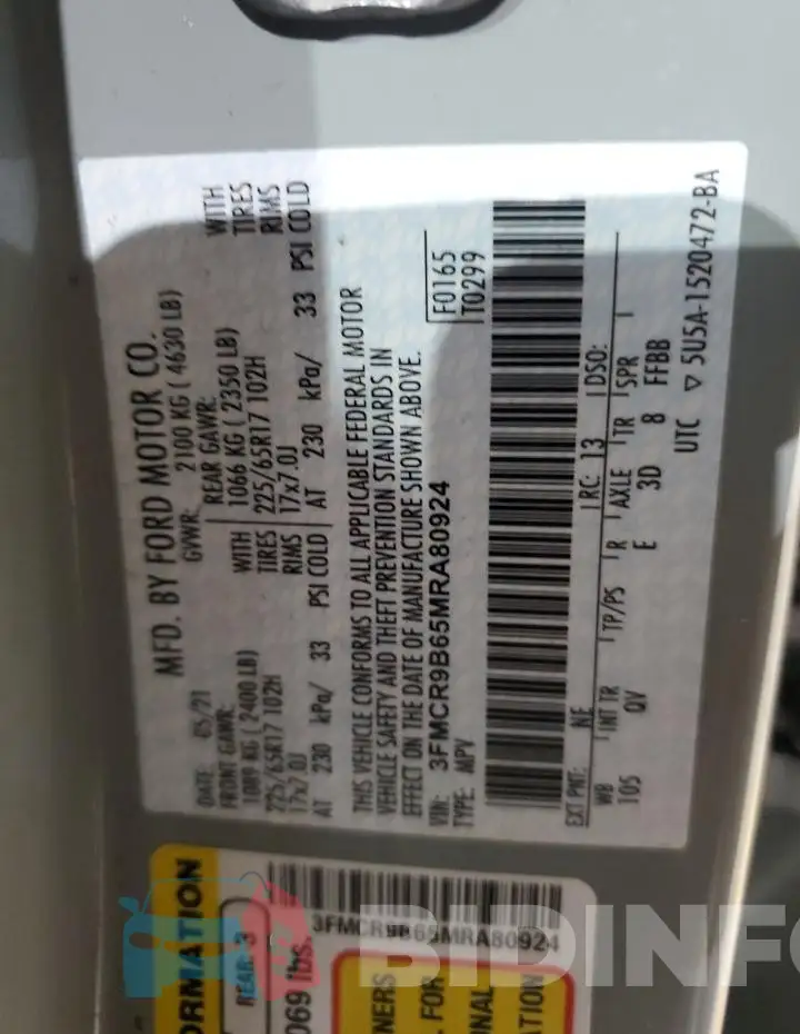 3FMCR9B65MRA80924 Photo# 13