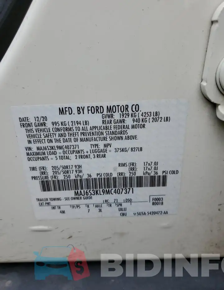 MAJ6S3KL9MC407371 Photo# 13