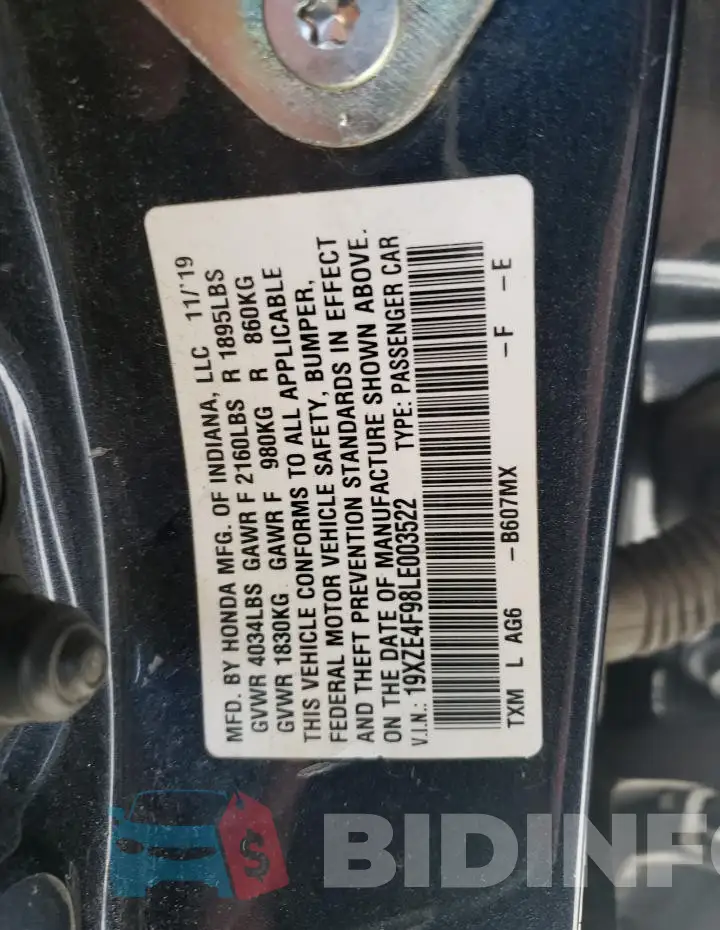 19XZE4F98LE003522 Photo# 12