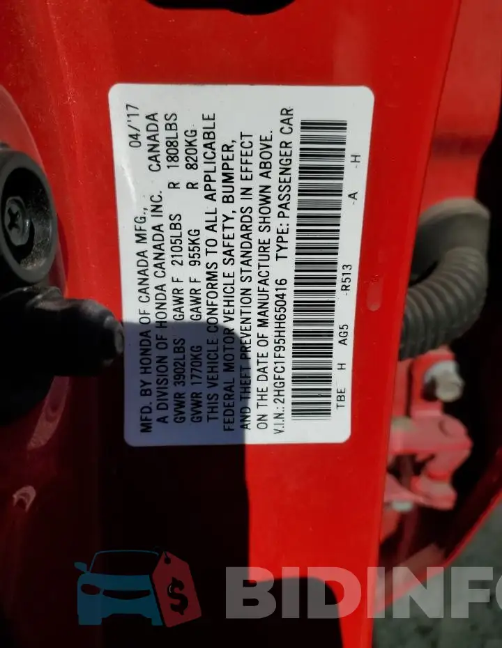 2HGFC1F95HH650416 Photo# 12