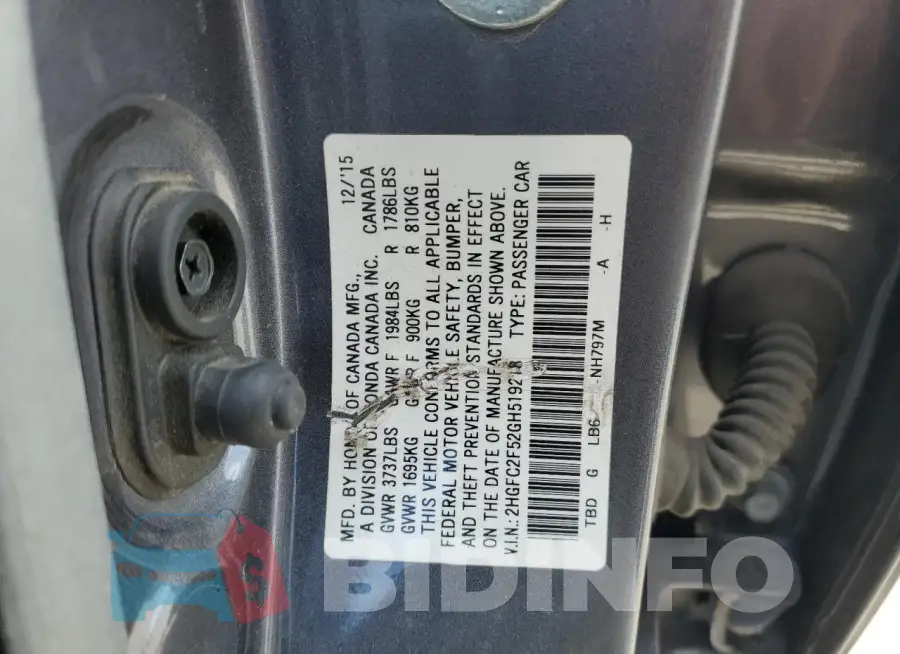 2HGFC2F52GH519218 Photo# 12