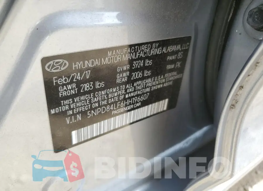 5NPD84LF6HH196607 Photo# 12
