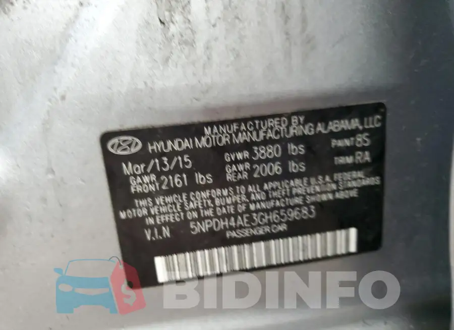 5NPDH4AE3GH659683 Photo# 12