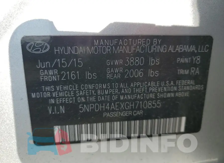 5NPDH4AEXGH710855 Photo# 12