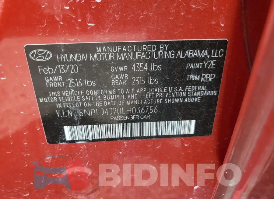 5NPEJ4J20LH036756 Photo# 12