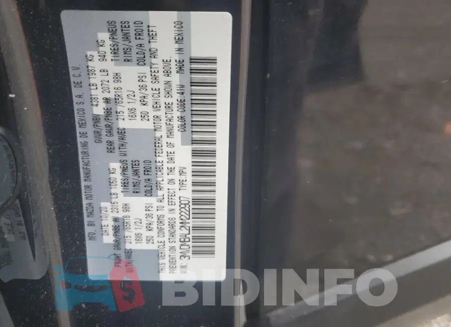 3MVDMBAL2MM222907 Photo# 13