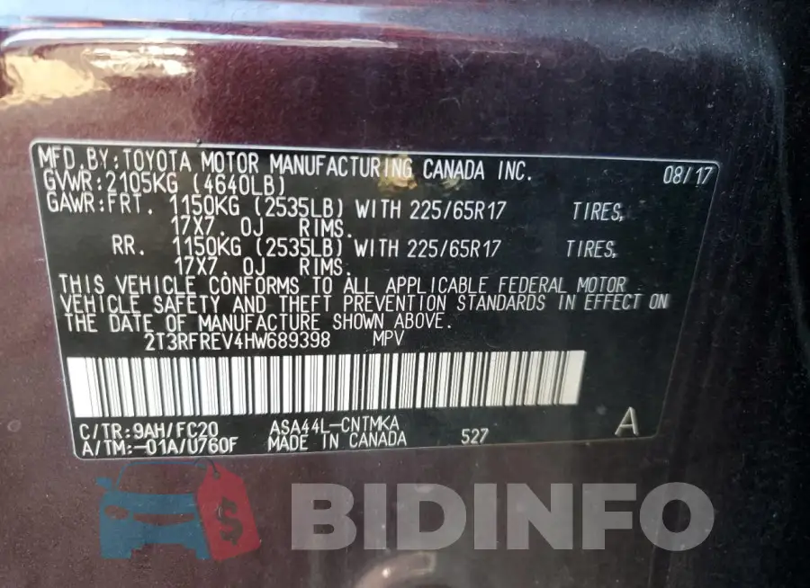 2T3RFREV4HW689398 Photo# 13