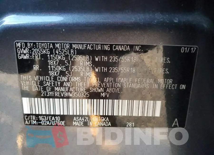 2T3YFREV9HW350325 Photo# 13
