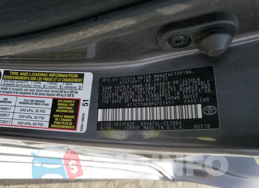 4T1C11AK8PU727451 Photo# 13