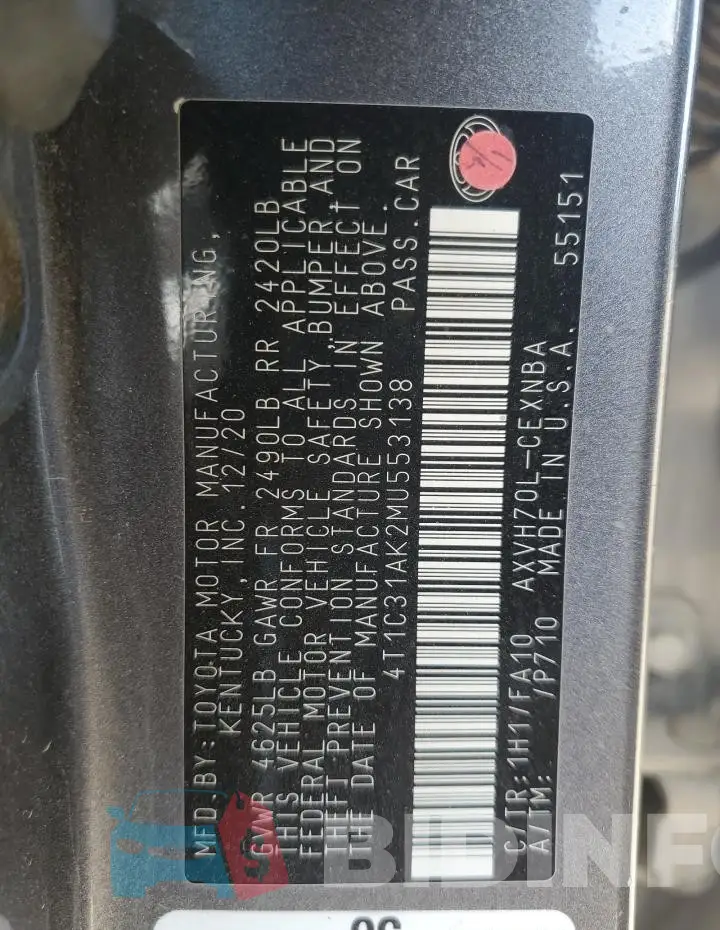 4T1C31AK2MU553138 Photo# 13