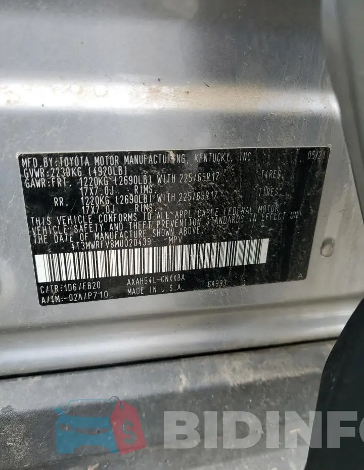 4T3MWRFV8MU020439 Photo# 13