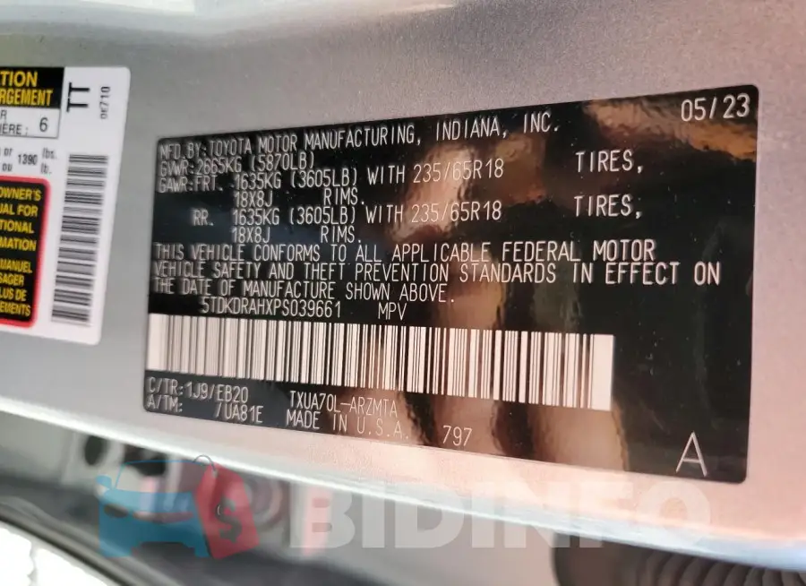5TDKDRAHXPS039661 Photo# 13