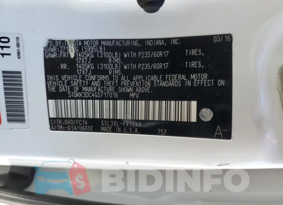 5TDKK3DC4GS717016 Photo# 14