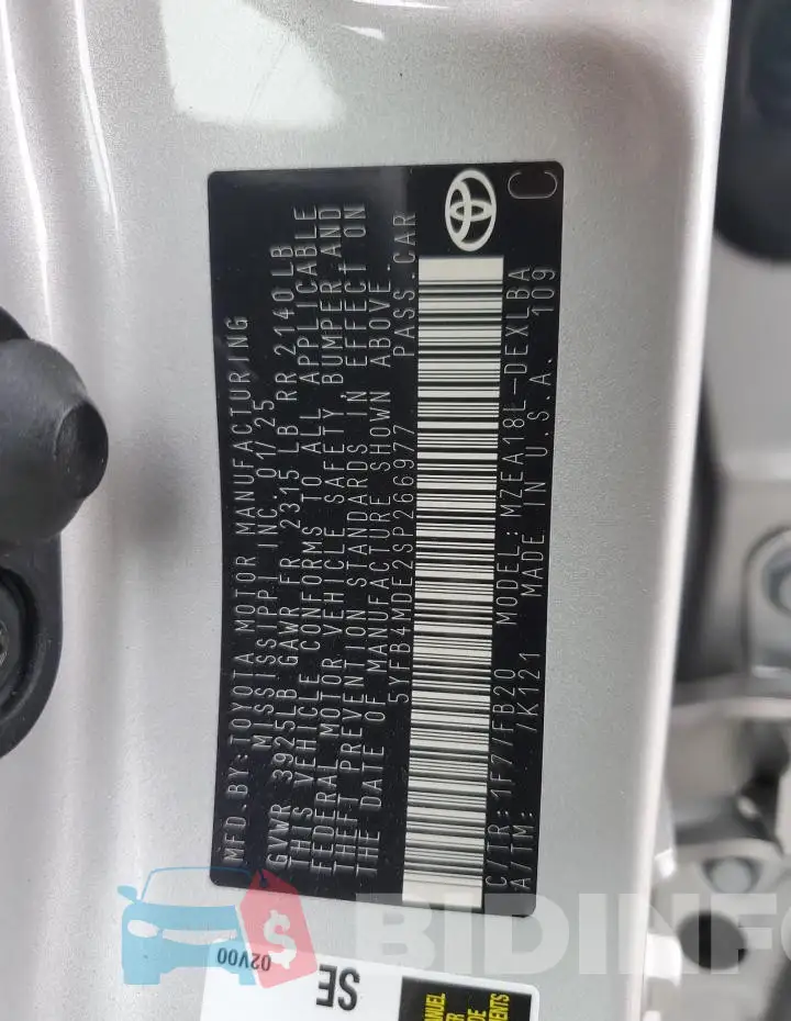 5YFB4MDE2SP266977 Photo# 13