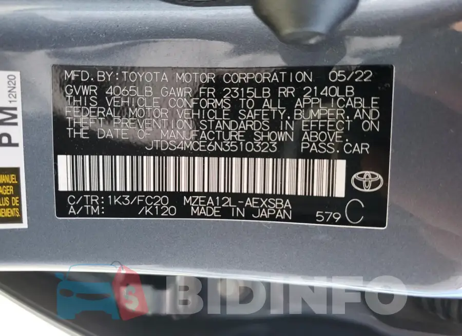 JTDS4MCE6N3510323 Photo# 12