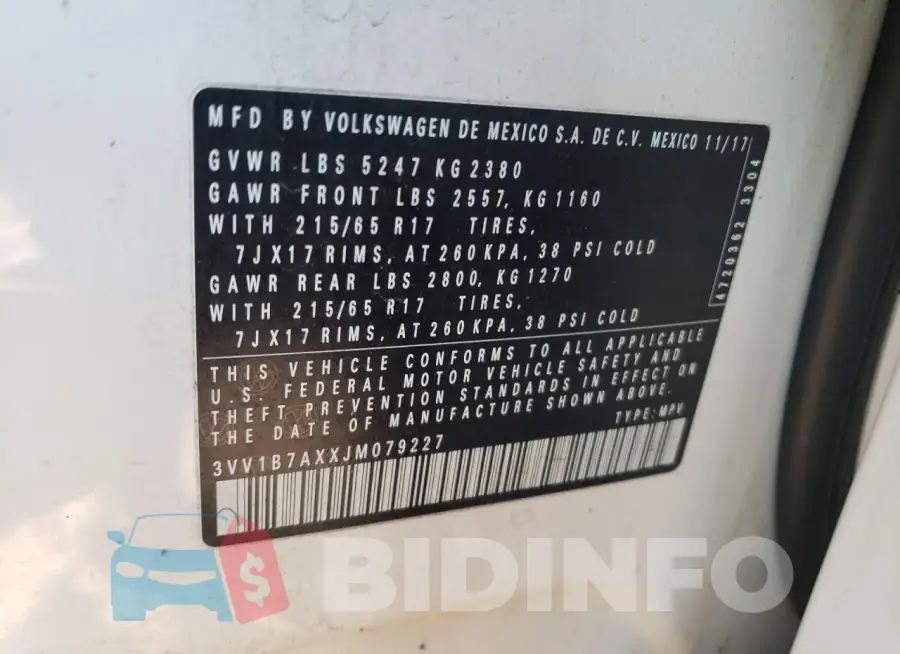 3VV1B7AXXJM079227 Photo# 13