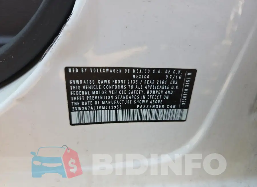 3VW267AJ1GM213955 Photo# 10