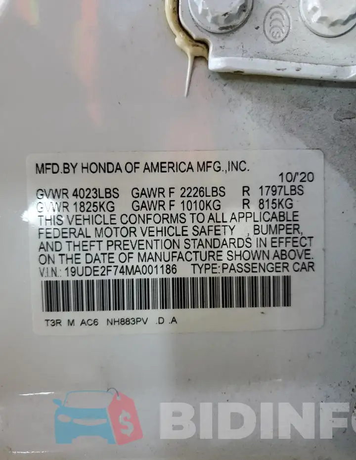 19UDE2F74MA001186 Photo# 12