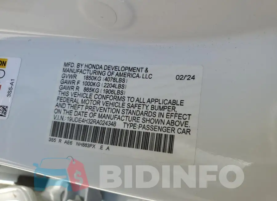 19UDE4H32RA024348 Photo# 12