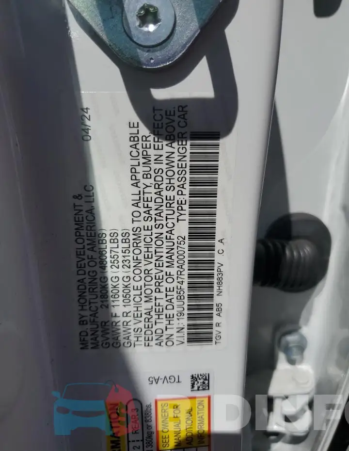 19UUB5F47RA000752 Photo# 12