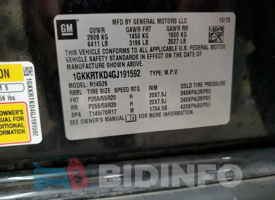 1GKKRTKD4GJ191592 Photo# 13