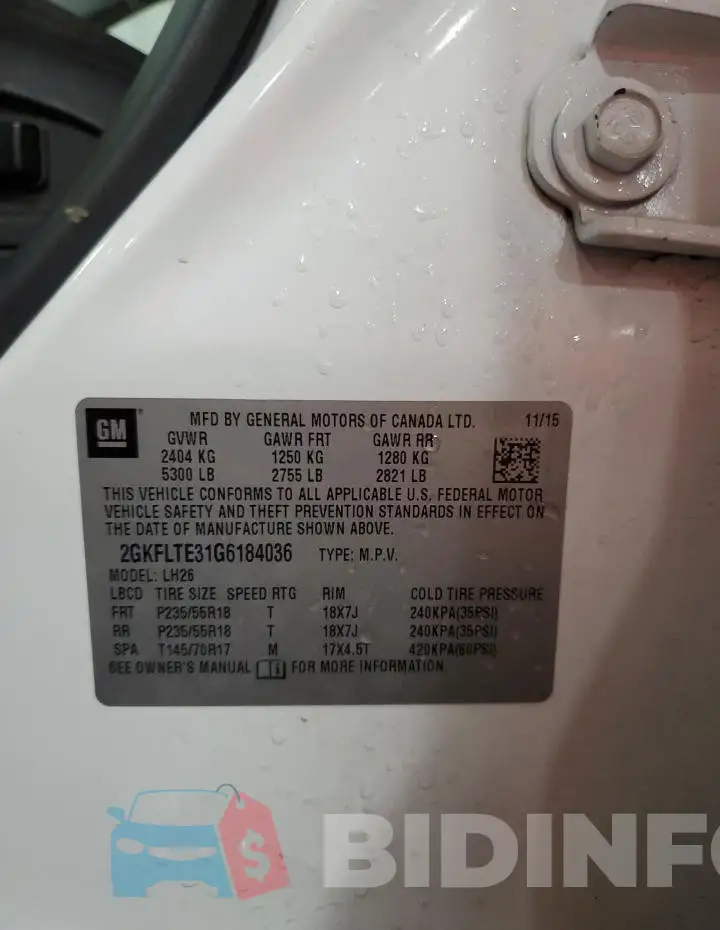 2GKFLTE31G6184036 Photo# 14