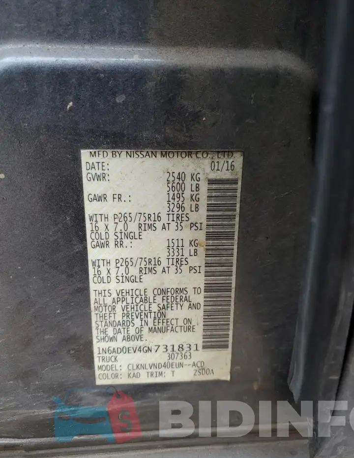 1N6AD0EV4GN731831 Photo# 12