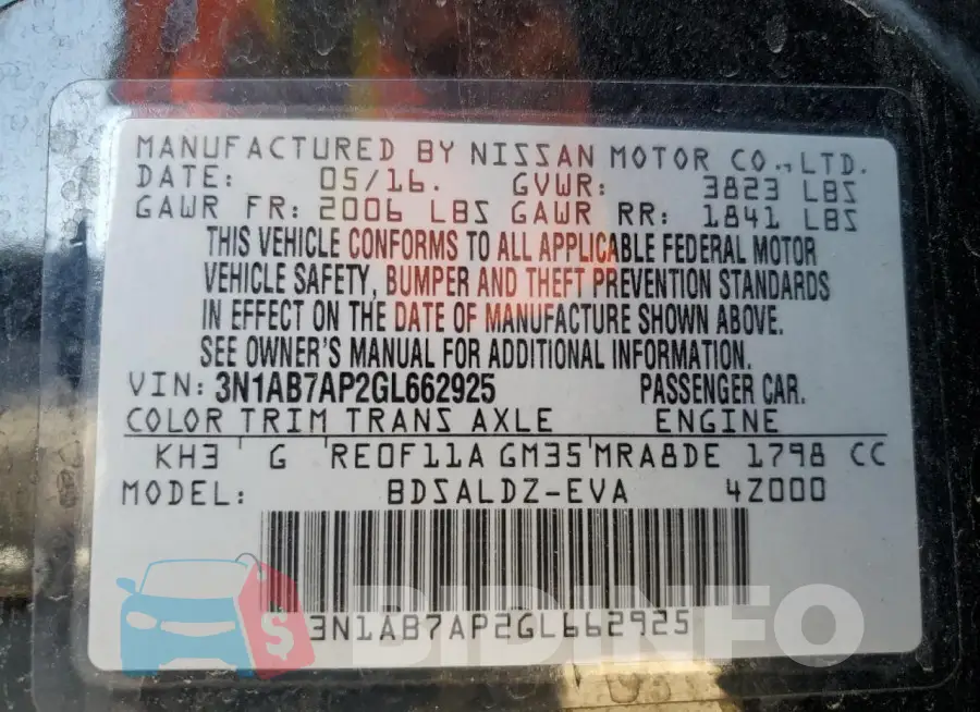 3N1AB7AP2GL662925 Photo# 12