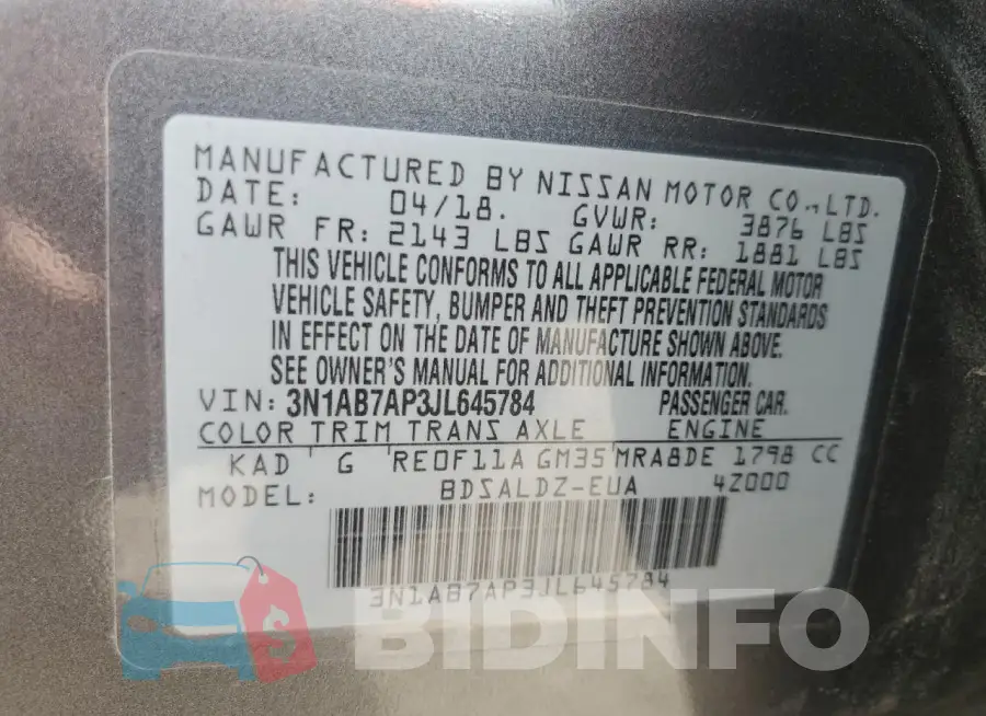 3N1AB7AP3JL645784 Photo# 12