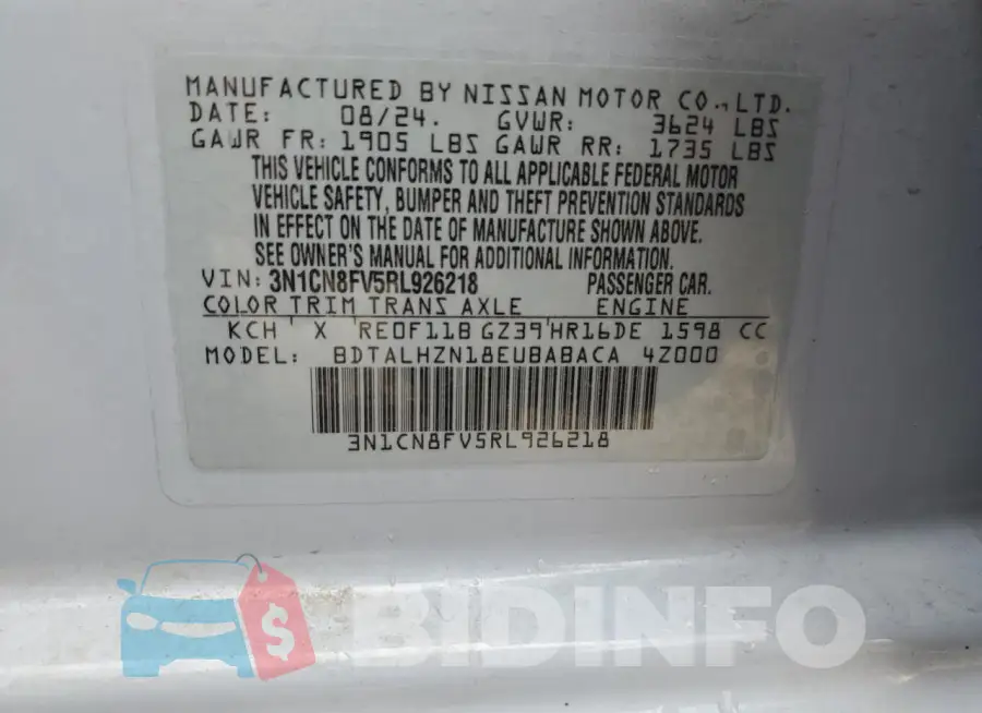 3N1CN8FV5RL926218 Photo# 13