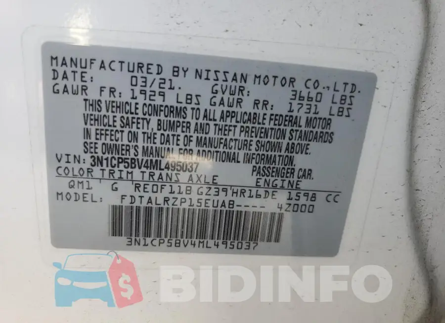 3N1CP5BV4ML495037 Photo# 13