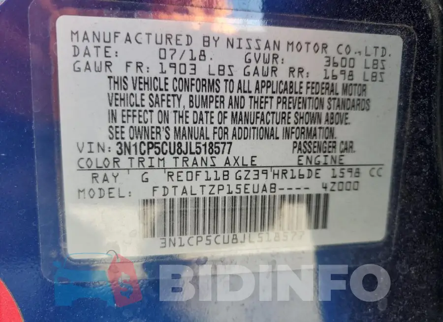 3N1CP5CU8JL518577 Photo# 13